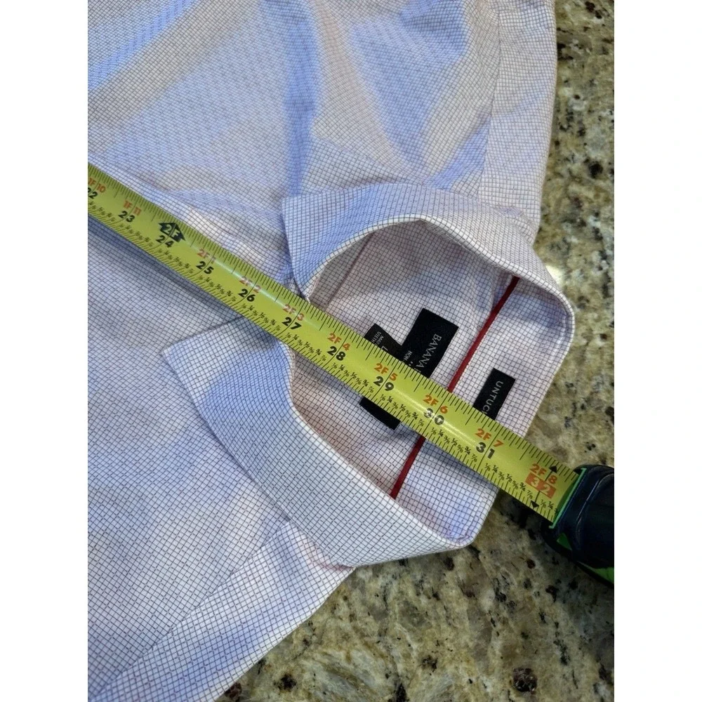 Banana Republic Non-Iron Untucked Fit Dress Shirt L 16-16.5 Red Check Cotton